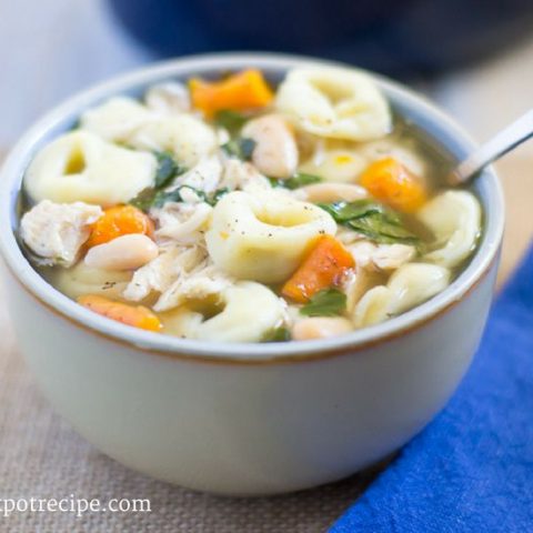 Crock Pot Slow Cooker Tortellini Soup recipe via easycrockpotrecipe.com