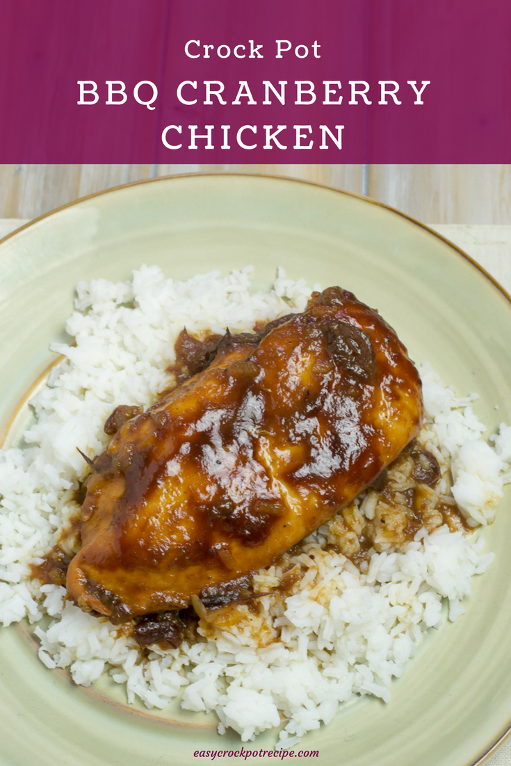 Crock Pot BBQ Cranberry Chicken recipe made with 4 ingredients and some seasoning.