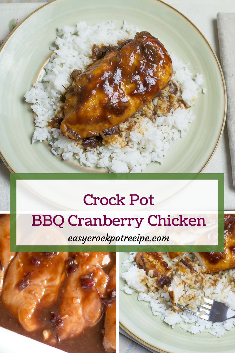 Crock Pot BBQ Cranberry Chicken recipe made with boneless chicken